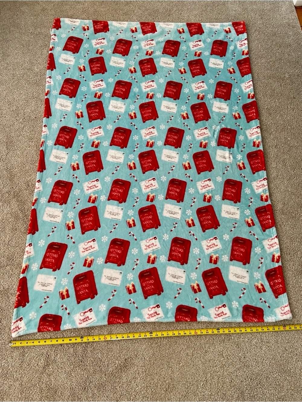Christmas Letters to Santa Mailbox Plush Holiday Throw Blanket - Picture 6 of 10